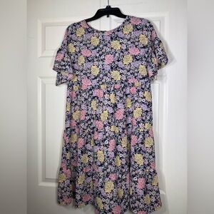 Good Luck Gem Women's Floral Ruffle Sleeve Tiered Dress